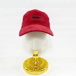 PUMA Red Corduroy Baseball Cap Adjustable Dad Hat